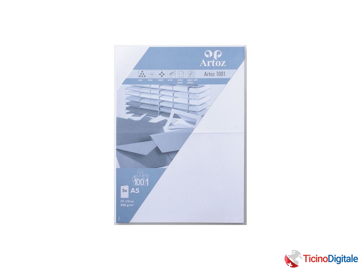 ARTOZ Cartoline 1001 A5 107392262 220g, bianco fiore 5 fogli