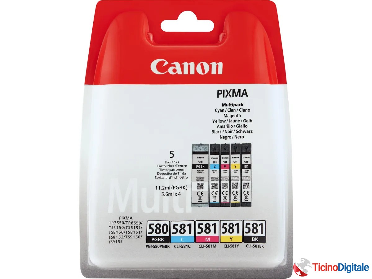 Cartucce inchiostro per stampanti CANON Multipack PGI580/581 Pixma TS6150/TS8150