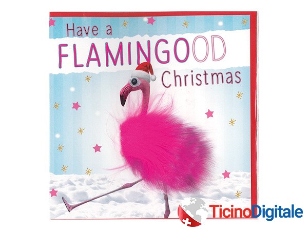 Fluff xmas cards Flamingo