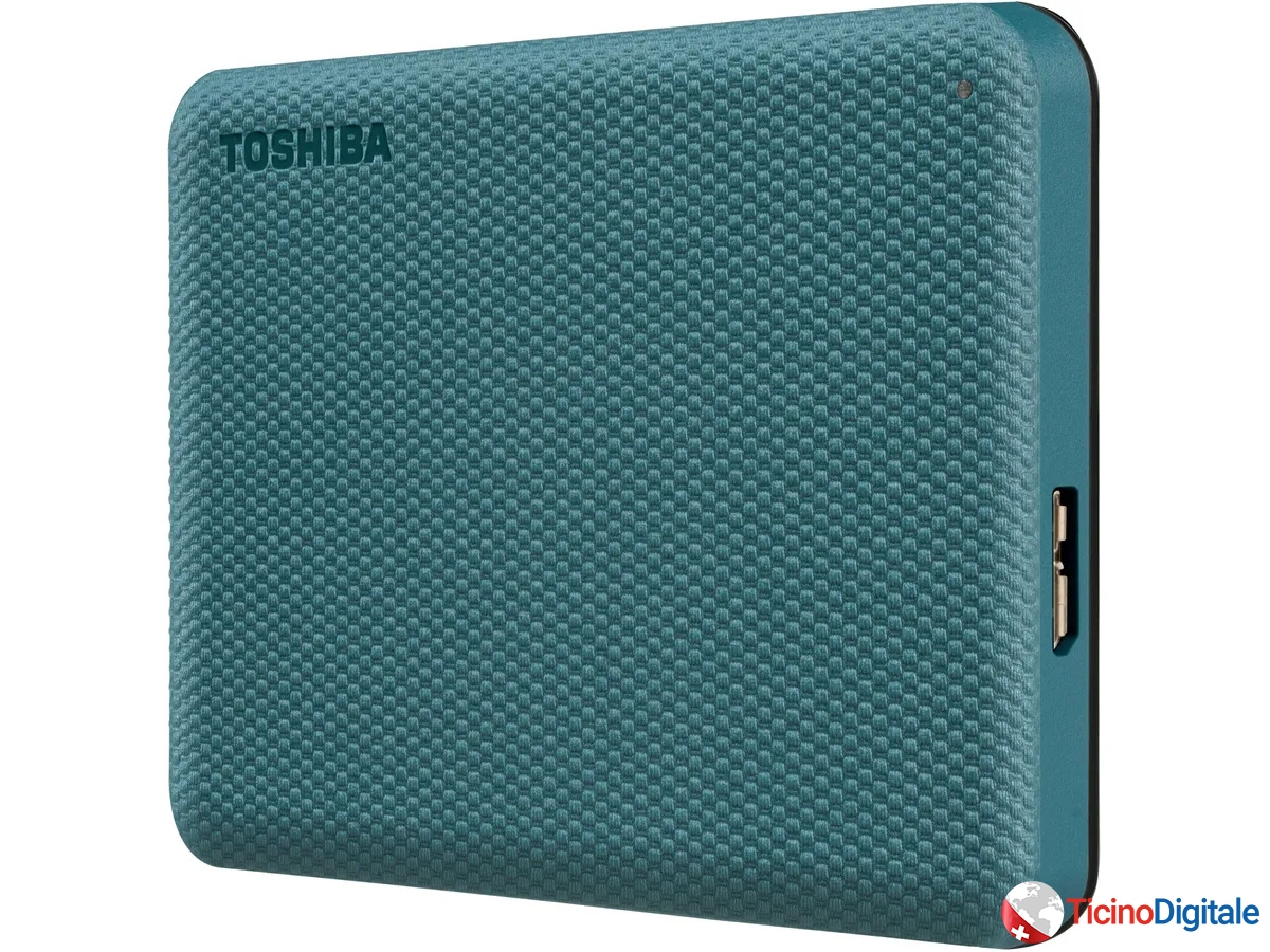 Hard Disk esterno della TOSHIBA da 2TB con connessione USB 3.2 Gen di colore ver