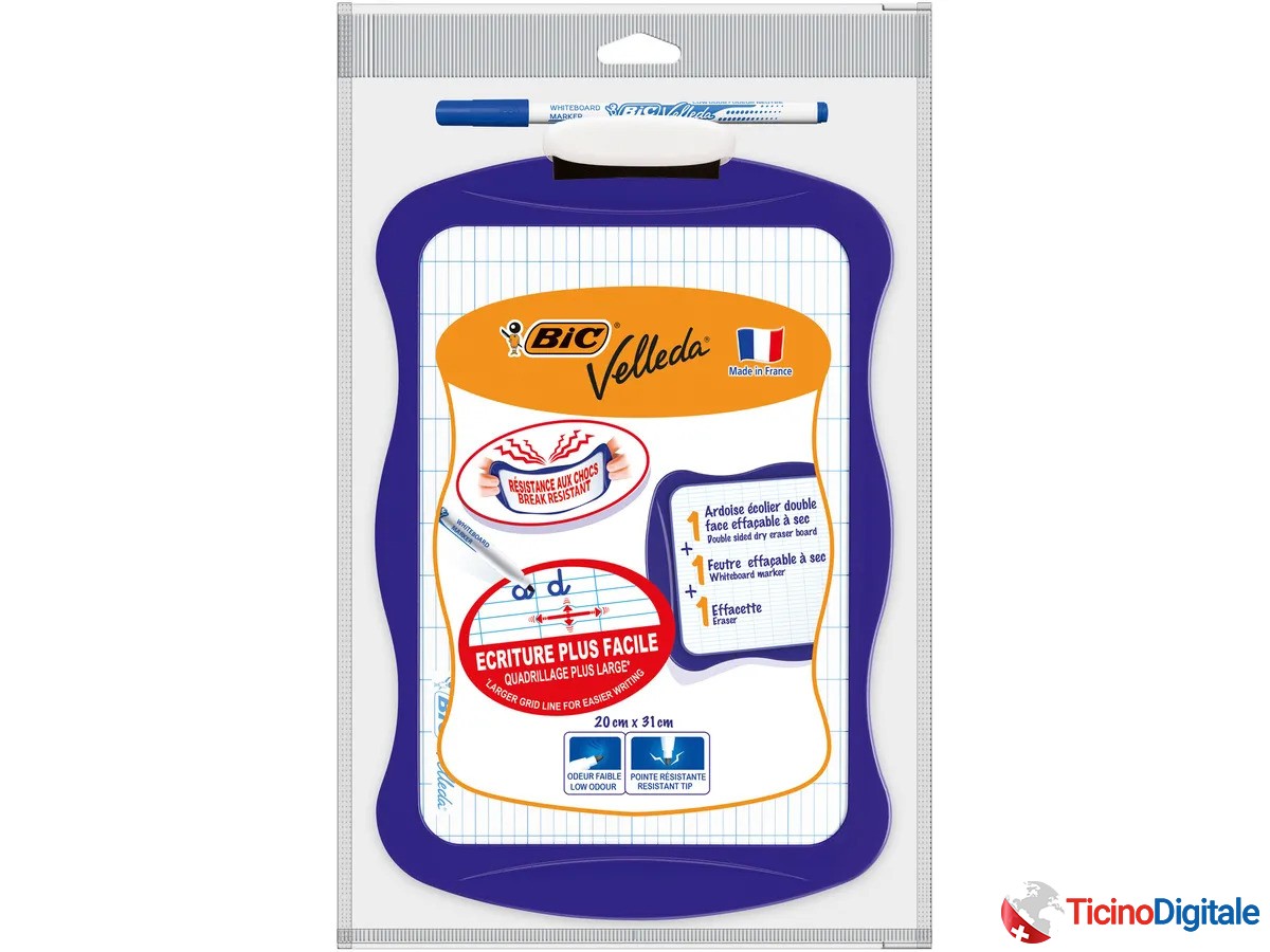 Lavagna cancellabile della BIC da 20x31cm con 1 pennarello ed 1 cancellino
