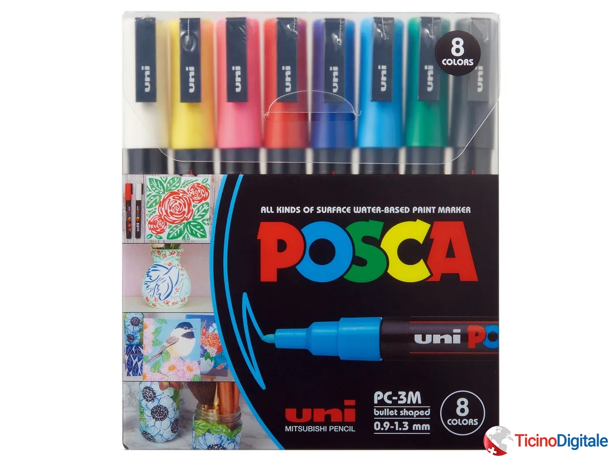 Marker Posca della UNI-BALL da 0.9-1.3mm da 8 colori assortiti