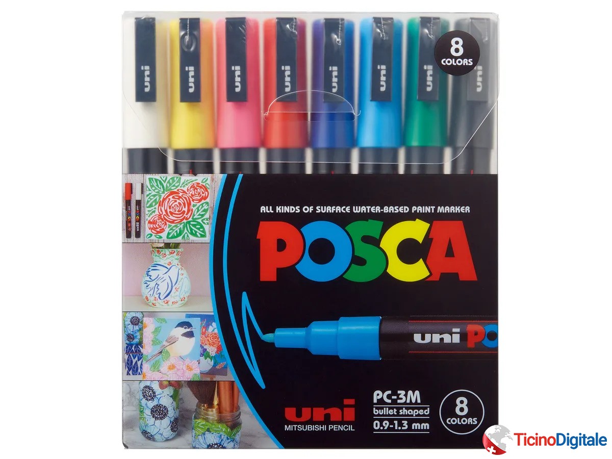 Marker Posca della UNI-BALL da 0.9-1.3mm da 8 colori assortiti