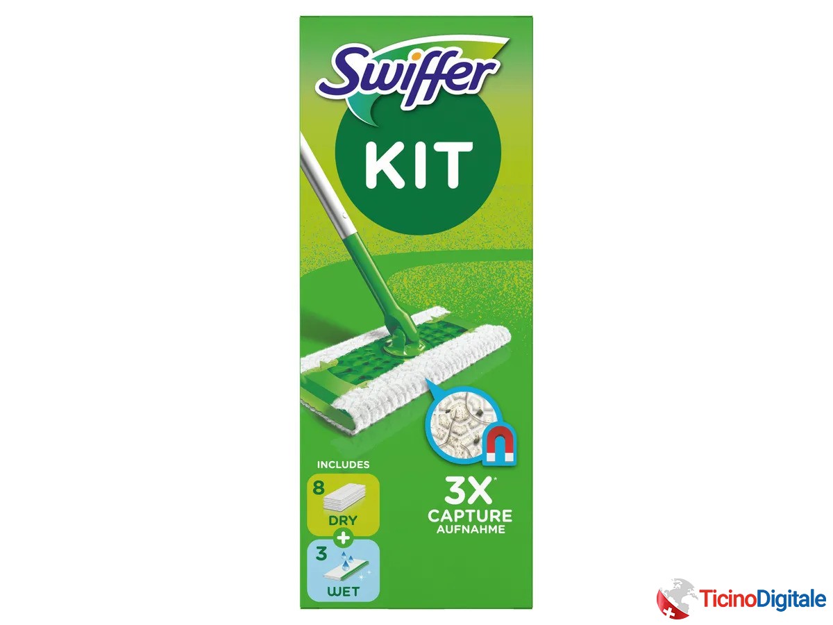 Starter Kit scopa della SWIFFER  da 8 panni + 3 panni umidi