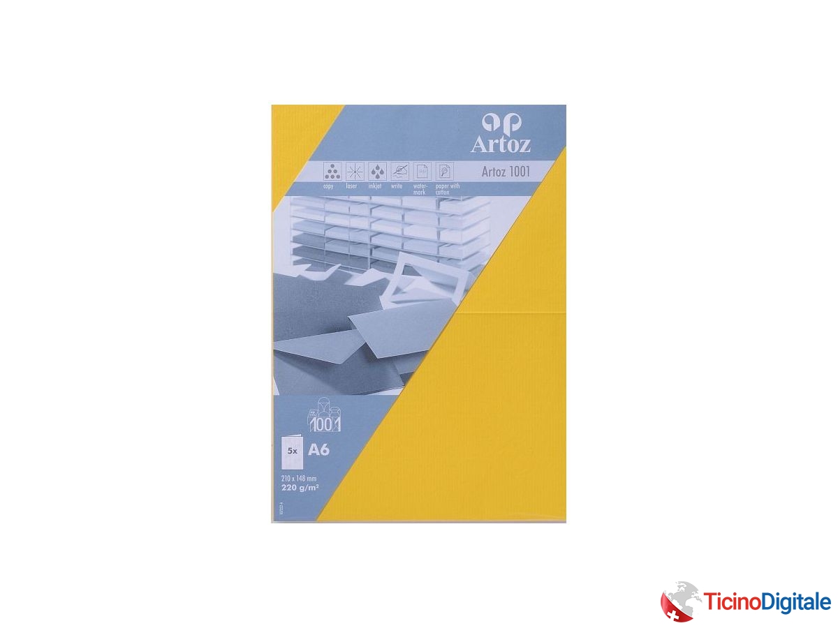 ARTOZ Cartoline 1001 A6 107322262 220g, giallo sole 5 fogli