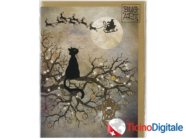 Bug Art xmas card Moon Cat