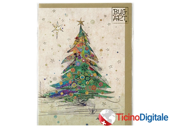 Bug Art xmas card Painted Tree