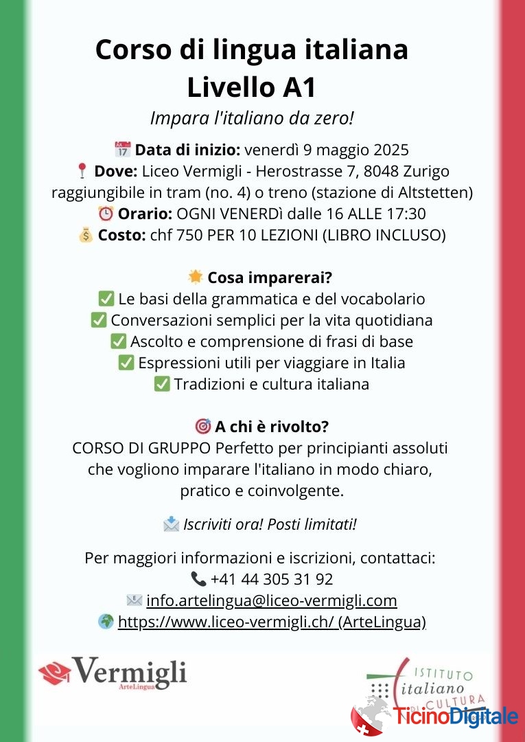 Comincia il corso di italiano di livello A1