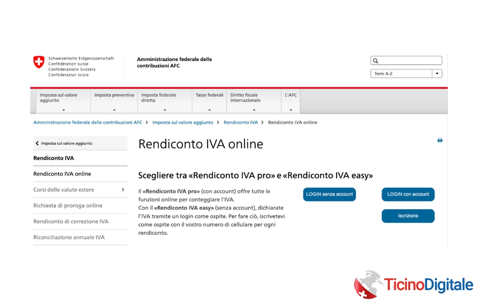 Rendicontazione IVA in Ticino