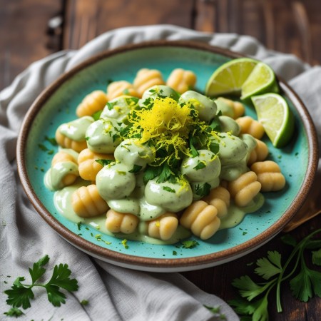 Gnocchi di Ceci con Crema di Avocado e Lime